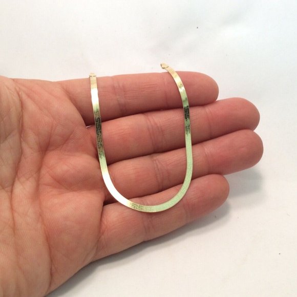 10K SOLID YELLOW REAL GOLD REVERSIBLE GREEK KEY HERRINGBONE bracelet  2.10GR  7 - Picture 6 of 9